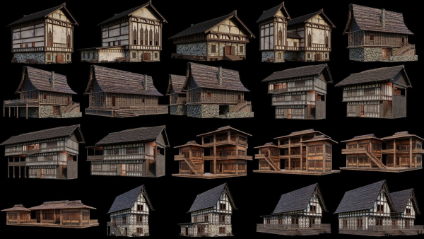 1 - 200 OLD MEDIEVAL HOUSES BUILDINGS PACK 4K GameReady