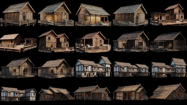 1 - 200 OLD MEDIEVAL HOUSES BUILDINGS PACK 4K GameReady