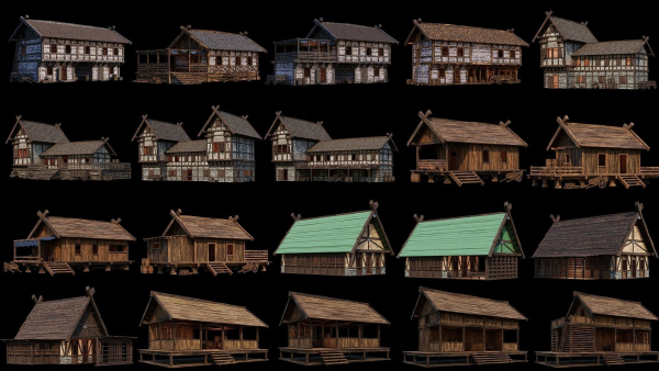 1 - 200 OLD MEDIEVAL HOUSES BUILDINGS PACK 4K GameReady