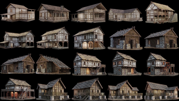 1 - 200 OLD MEDIEVAL HOUSES BUILDINGS PACK 4K GameReady