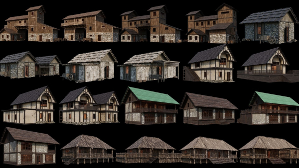 1 - 200 OLD MEDIEVAL HOUSES BUILDINGS PACK 4K GameReady