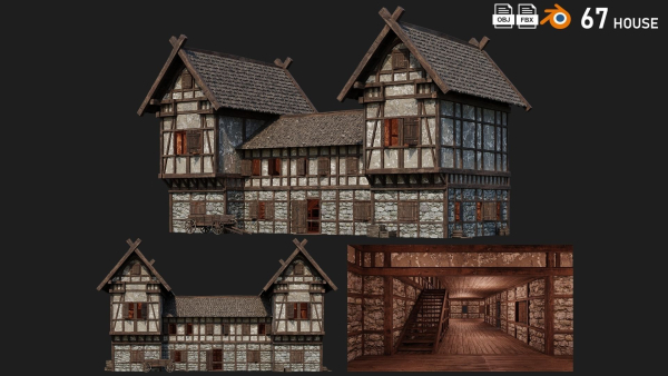 1 - 200 OLD MEDIEVAL HOUSES BUILDINGS PACK 4K GameReady