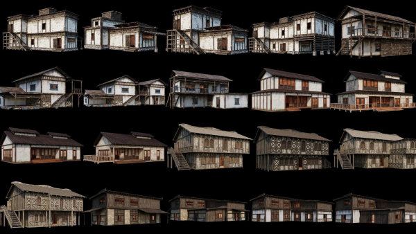 1 - 200 OLD MEDIEVAL HOUSES BUILDINGS PACK 4K GameReady