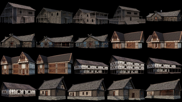 1 - 200 OLD MEDIEVAL HOUSES BUILDINGS PACK 4K GameReady