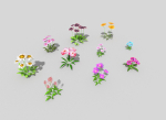 10 low poly flowers pack 2