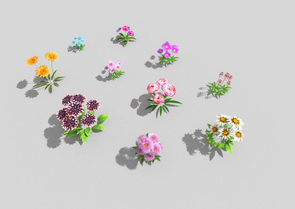 10 low poly flowers pack 2