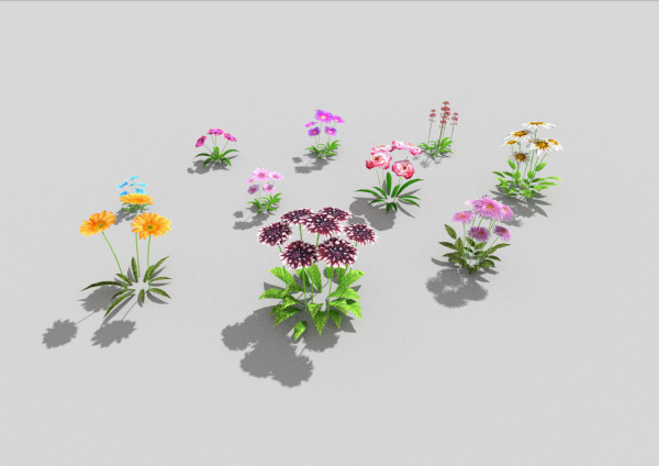 10 low poly flowers pack 2