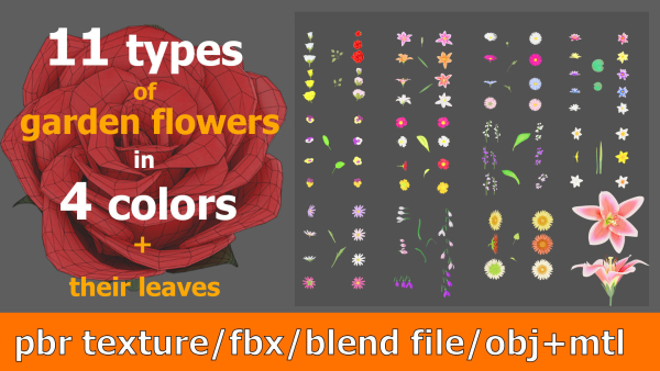 11 TYPE OF GARDEN FLOWERS with leaves