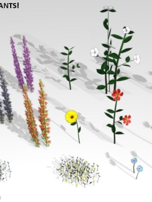 18 Ultra Low poly flowers and plants