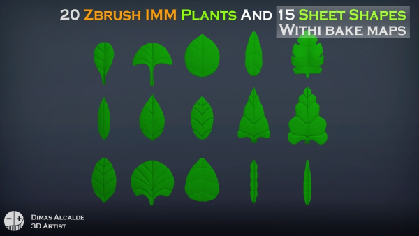 20 IMM PLANT Curve ZBrushes and 15 SHEETS geometry and Maps