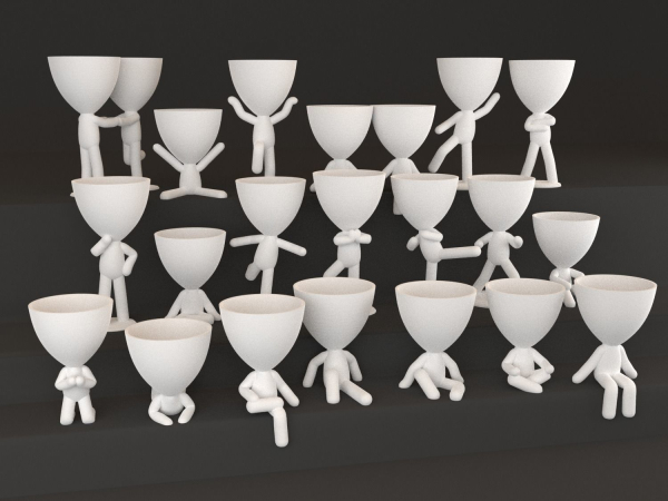 20 Pot plant with little person style 3D printable models