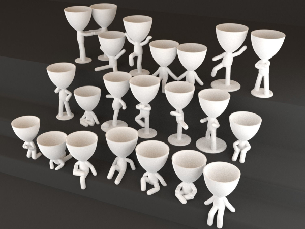 20 Pot plant with little person style 3D printable models