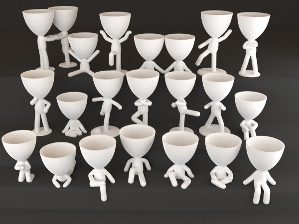 20 Pot plant with little person style 3D printable models