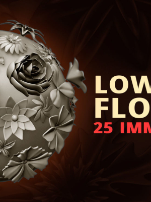 25 Decorative and heraldic flower heads IMM brush set for Zbrush