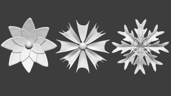 25 Decorative and heraldic flower heads IMM brush set for Zbrush