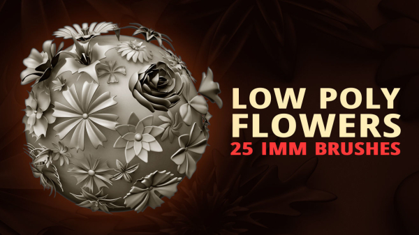 25 Decorative and heraldic flower heads IMM brush set for Zbrush