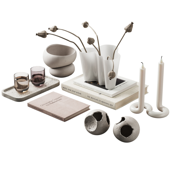 370 decorative set 038 cracked spheres and dried poppy seeds