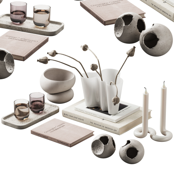 370 decorative set 038 cracked spheres and dried poppy seeds