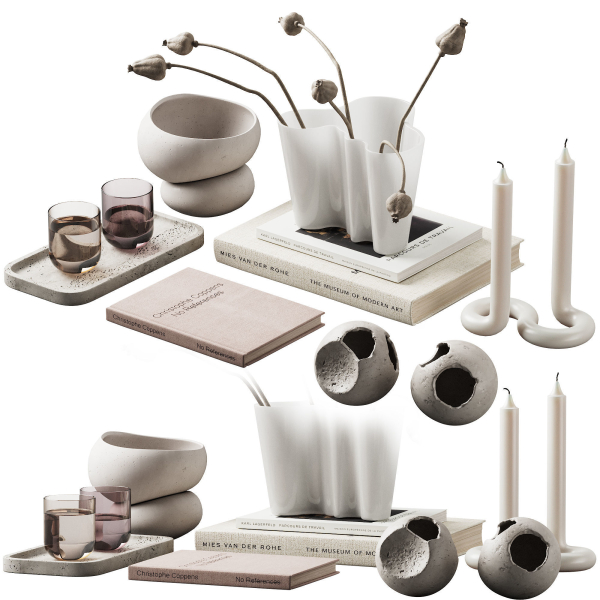 370 decorative set 038 cracked spheres and dried poppy seeds