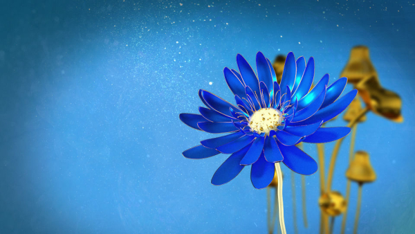 3d Blue Flower Animated