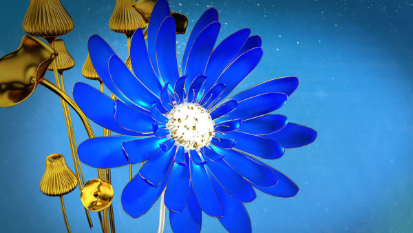 3d Blue Flower Animated