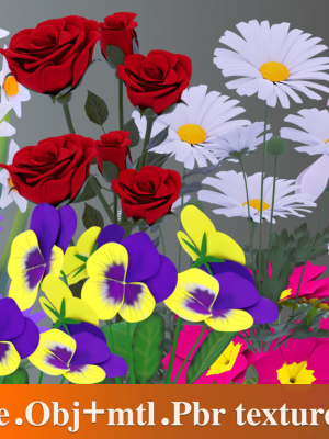 3D GARDEN FLOWER PACK-GAME READY