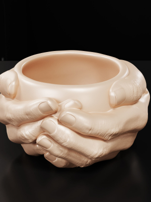 3D model Cupping Hands Pot planter with drainage