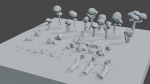 3d model low-poly trees rocks flowers mushrooms grass