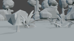 3d model low-poly trees rocks flowers mushrooms grass