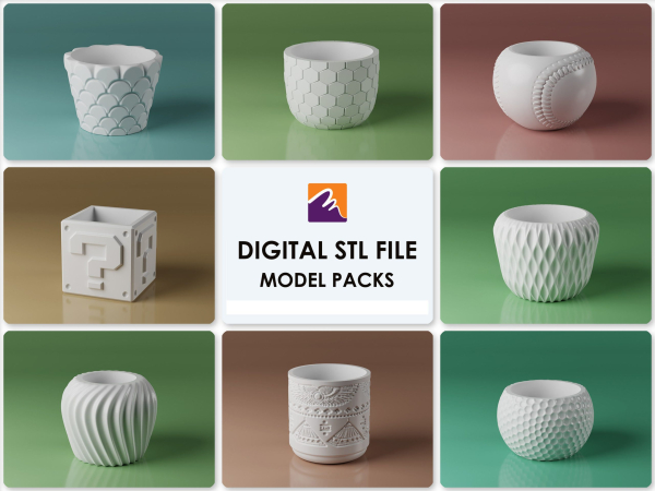 3D STL File Planter Pack - 8 STL files