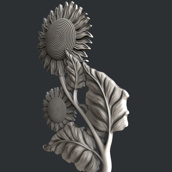 3d STL models for CNC router sunflower