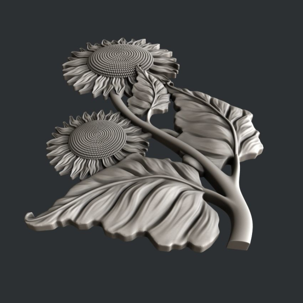 3d STL models for CNC router sunflower