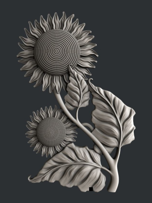 3d STL models for CNC router sunflower