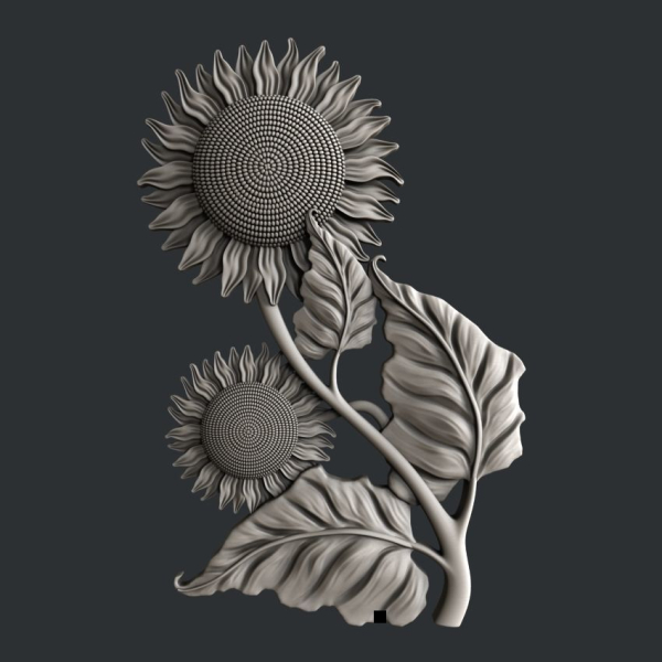 3d STL models for CNC router sunflower