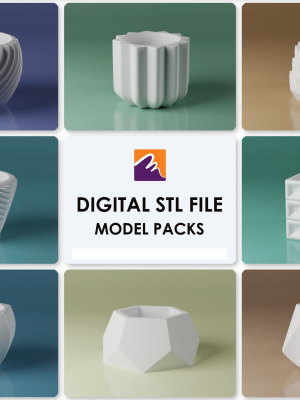 3D STL Pot Vase Pack - 8 STL files