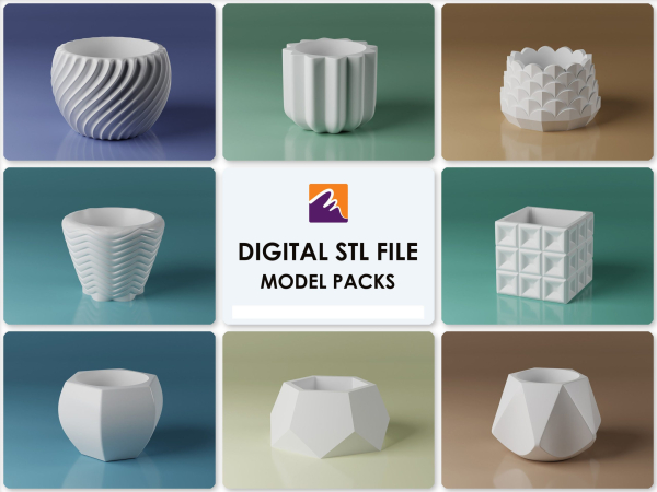 3D STL Pot Vase Pack - 8 STL files