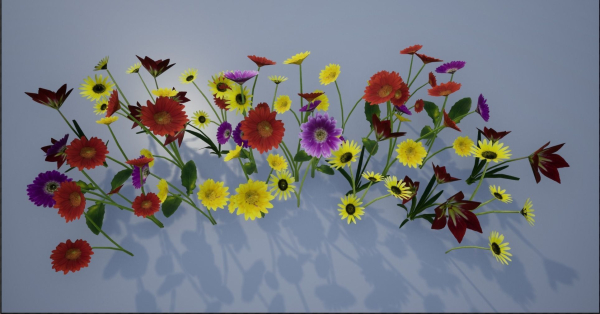 4K Lowpoly Flower Plants Collection
