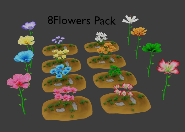 8 Stylized Flowers pack