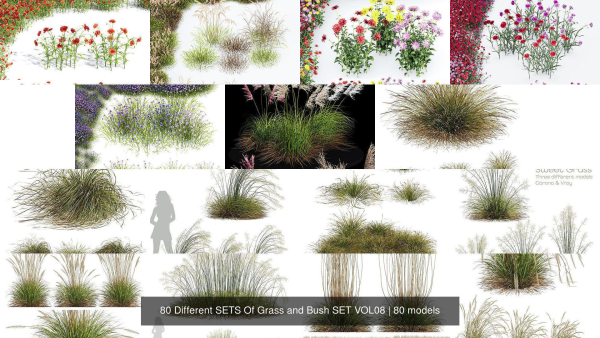 80 Different SETS Of Grass and Bush SET VOL08