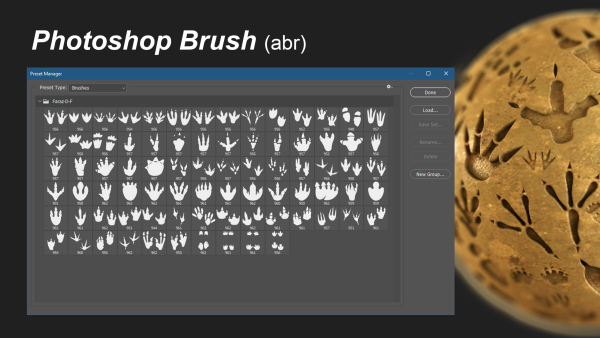 80 Dinosaur footprint brush and alpha