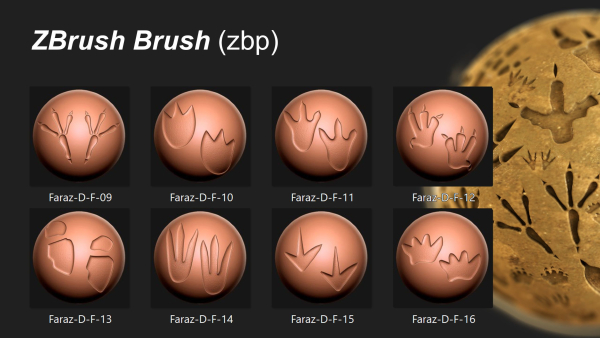 80 Dinosaur footprint brush and alpha