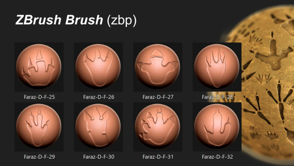 80 Dinosaur footprint brush and alpha