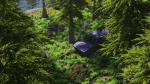 Abandoned Car in Forest Scene