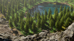 Abandoned Car in Forest Scene