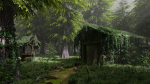 Abandoned Shack in Forest Scene