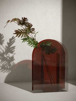 Acrylic Vase with Philodendron