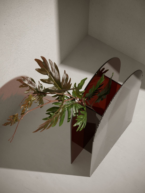 Acrylic Vase with Philodendron