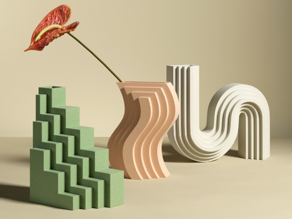 Anthurium with Geometric Vases