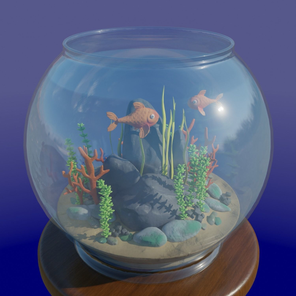 Aquarium with fish lOW POLY GAME ready