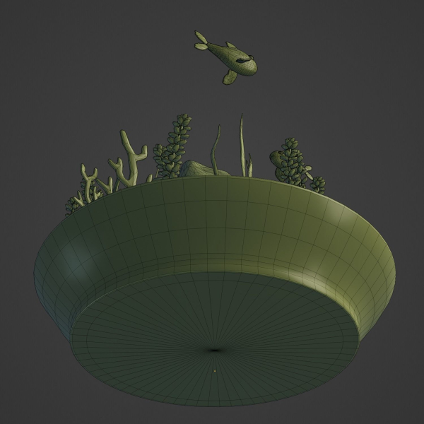 Aquarium with fish lOW POLY GAME ready